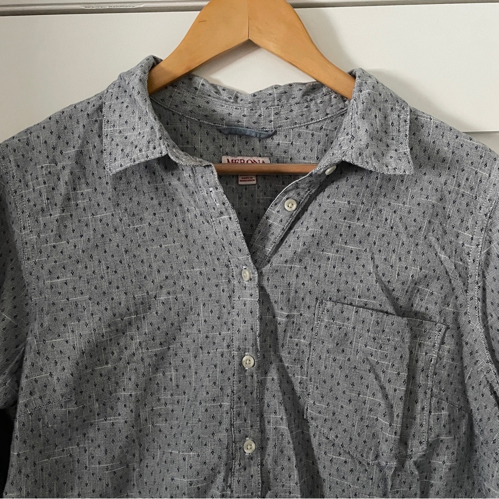 Plus size XXL half button, collared long-sleeve shirt
